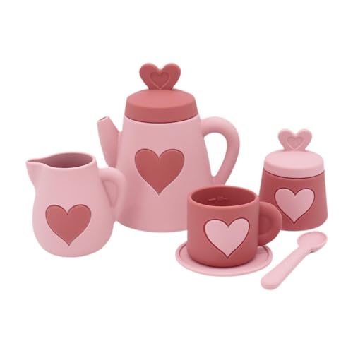 Amagogo Tea Party Küche Spielset Kinder Tee Set Lernaktivität Frühes Bildend für Kinder Geschenk Vorschulalter 3 4 5 6 Jahre alt, Ziegelrot von Amagogo