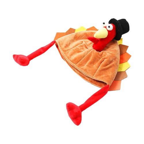 Amagogo Thanksgiving Truthahn Hut Türkei Kopfschmuck Lustige Thanksgiving Party Foto Prop Head Cover Urlaub Dekoration Weiche Plüsch Hut, Rotes Bein von Amagogo