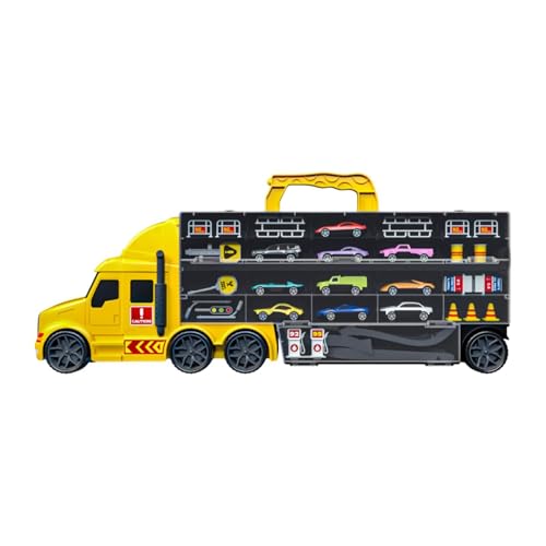 Amagogo Transport-LKW-Spielzeug für Kinder, Transport-Träger-LKW-Spielzeugset, faltbar, Schlepper-Schienen-Auswurfauto für Kinder, Jungen, Mädchen und Kinder, Gelb von Amagogo