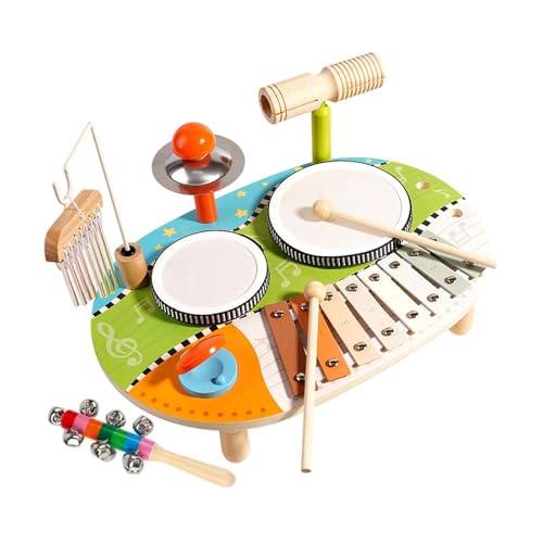 Amagogo Trommelspielzeug-Set für Kinder, Xylophon, Trommelset, hölzernes Xylophon, Musikspielzeug, Baby-Musikspielzeug für Jungen und Mädchen im Alter von 3 4 von Amagogo