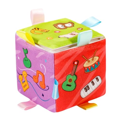 Amagogo Weicher Busy Cube, Aktivitäts-Lernwürfel, pädagogische abnehmbare Spieluhr, sensorischer Busy Cube Montessori Busy Cube für Autozug, Erkenntnis von Amagogo