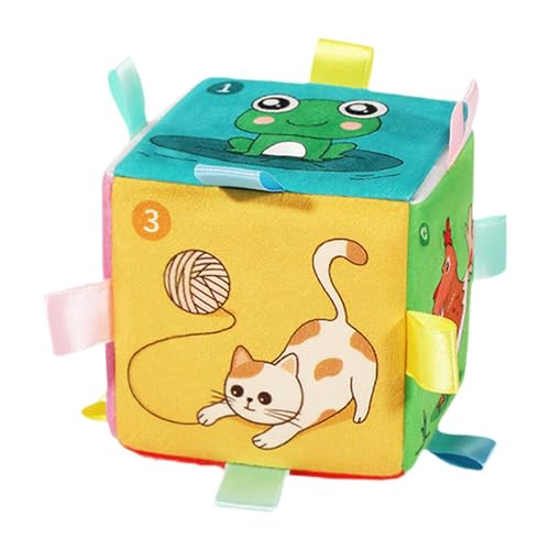 Amagogo Weicher Busy Cube, Aktivitäts-Lernwürfel, pädagogische abnehmbare Spieluhr, sensorischer Busy Cube Montessori Busy Cube für Autozug, Tier von Amagogo