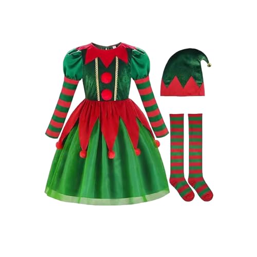 Amagogo Weihnachtselfenkostüm, Cosplay-Outfit für Maskerade, Karneval, Halloween, XL für Körpergröße von Amagogo