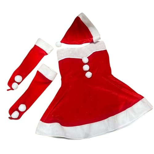 Amagogo Weihnachtsmann Kostümkleid für Damen, Weihnachtskleid ärmellos Samtkleid, Rot von Amagogo