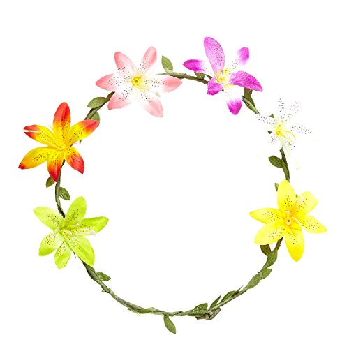 Amakando Blumenkranz Haare Blumenhaarband Kopfschmuck Hibiskus Stirnband Hippie Haarband Blumen 60er Jahre Kostüm Accessoire Hibiskusblüten Haarschmuck von Amakando