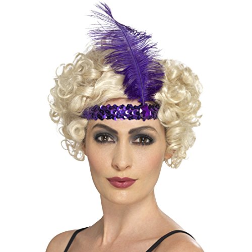 Amakando Charleston Haarband mit Feder - lila - Gatsby Haarschmuck Stirnband 20s Flapper Haarband Goldene Zwanziger Kostüm Accessoire 20er Jahre Kopfschmuck von Amakando