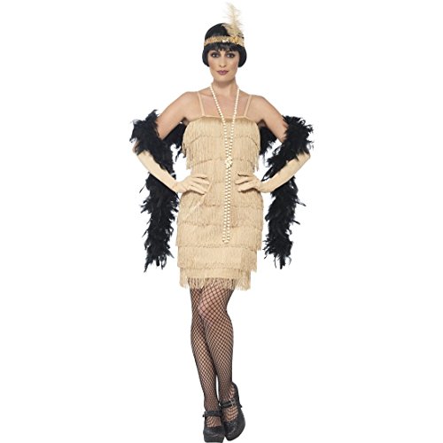 Amakando Charleston Kleid - S (34/36) - 20er Jahre Kostüm Twenties Outfit Gatsby Fransenkleid Minikleid Goldene Zwanziger Goldenes Flapper Dress von Amakando