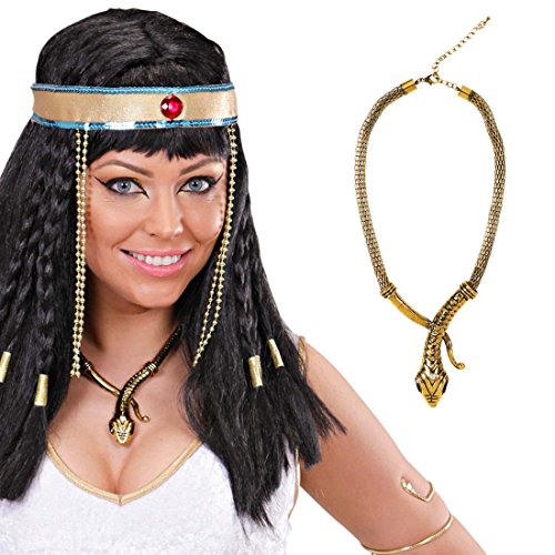 Amakando Cleopatra Kette Ägyptische Schlangen Halskette Göttin Schmuckkette Antike Pharao Schlangenkette Ägypterin Königin Kostüm Accessoire Collier Königskette von Amakando