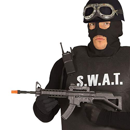 Amakando Cooles SWAT Spielzeug-Gewehr mit Geräuschen/Schwarz 56cm / Gangster-Waffe Maschinenpistole/Genau richtig zu Fasching & Straßenkarneval von Amakando