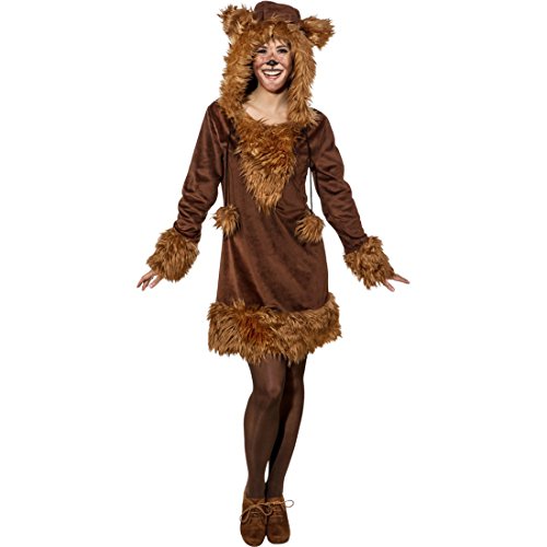 Amakando Damenkostüm Bär - 34/36 (XS/S) - Bärenkostüm Damen Tierkostüm Straßenkarneval Kleid Braunbär Faschingskostüm Tier Bärenkostüm Damen von Amakando