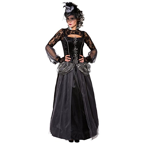 Amakando Dark Lady Outfit - 38/40 (S/M) - Gothic Queen Kostüm Schwarze Witwe Verkleidung Edles Halloween Dress Vampir Damenkostüm Gothic Queen Kostüm von Amakando