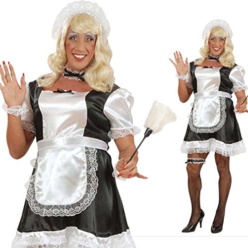 Amakando Dienstmädchen Männerkostüm Maid Kostüm Herren Zimmermädchen Herrenkostüm Hausmädchen Drag Queen Travestie Lolita Französisch Männerballett Junggesellenabschied von Amakando