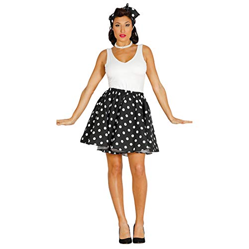 Amakando Extravagantes Rock n Roll Kostüm-Set für Damen/Schwarz-Weiß L (42/44) / Pin Up Girl Tellerrock mit Kopfschmuck/Bestens geeignet zu Fasching & Mottoparty von Amakando