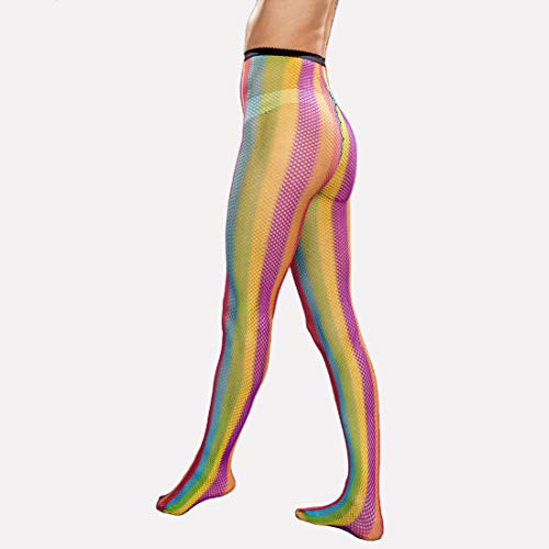 Amakando Farbige Feinstrumpfhose Fishnet/Regenbogenfarben/Attraktive Damen-Tights Rainbow/EIN Highlight zu Kostümfest & Festival von Amakando