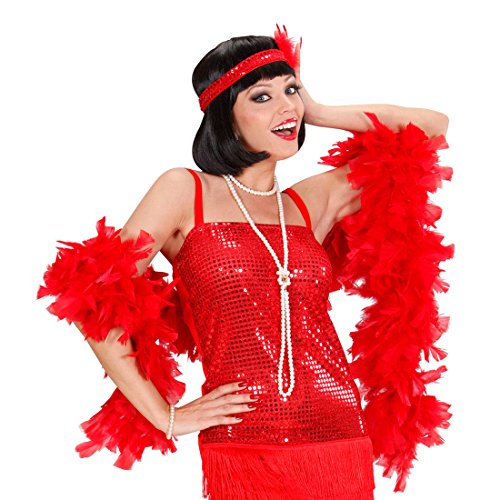 Amakando Federboa rot Federschal lang 1,80 m Charleston Feder Boa 20er Jahre Fasching Federstola Mafia Flapper Gatsby Rio Karneval Schal Samba Party Damenschal Travestie Drag Queen Stola von Amakando