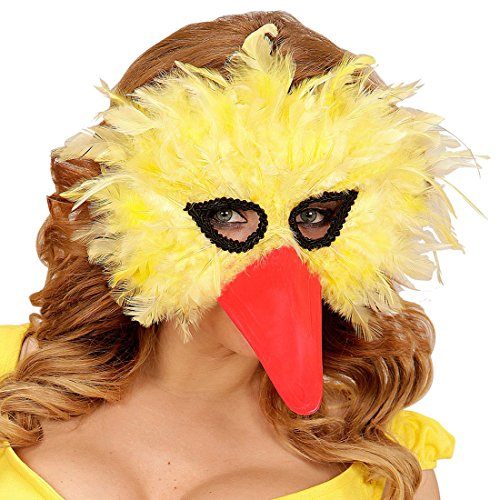 Amakando Federmaske Vogel Bibo Schnabelmaske Domino Augenmaske mit Federn Tiermaske Strauß Maske Vogel venezianisch Gelbe Vogelmaske von Amakando