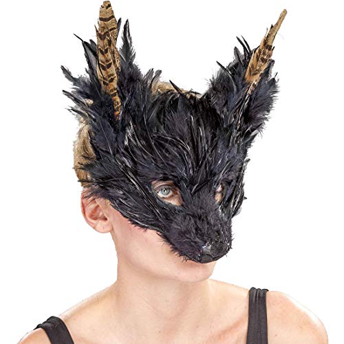 Amakando Geheimnisvolle Cosplay Maske Fabelwesen mit Federn/Schwarz/Fantasy Augenmaske Märchen gefiedert/EIN Blickfang zu Karneval & Maskenball von Amakando