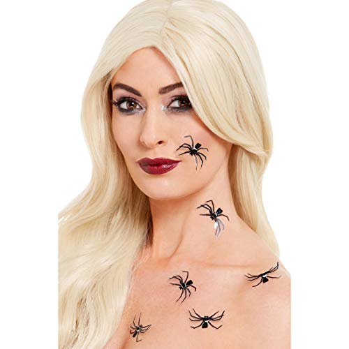 Amakando Gruselige Abziehtattoos Spinnen/Schwarz/Spinnentattoos zum Aufkleben/Perfekt geeignet zu Halloween & Horror-Party von Amakando