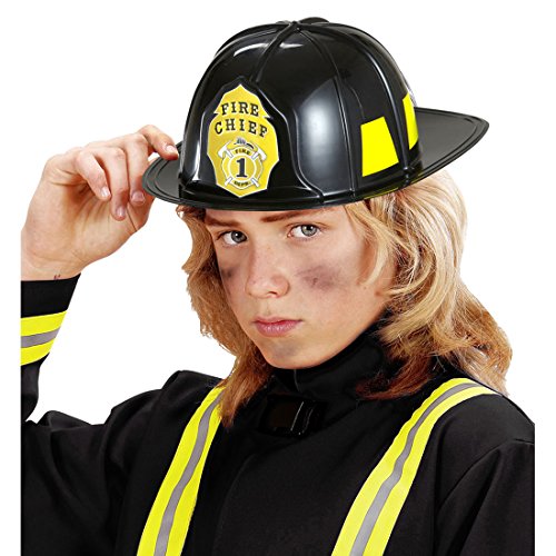 Amakando Helm Feuerwehrmann Feuerwehrhelm Zubehör Feuerwehrkostüm Schutzhelm Feuerwehr Firefighter Accessoire Kostümzubehör Fire Chief von Amakando