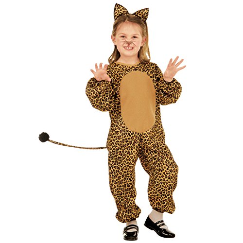 Amakando Katzenkostüm - 110, 3-4 Jahre - Leoparden Kinderkostüm Leopardenkostüm Mädchen Tierkostüm Katze Overall Wildkatze Jumpsuit leoprint Kinder Kostüm Leopard von Amakando