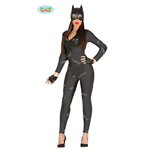 Amakando Katzenkostüm mit Maske - L (42/44) - Catwoman Kostüm Damenkostüm Katze Katzenfrau Overall Katzenmaske und Anzug Katzen Jumpsuit von Amakando