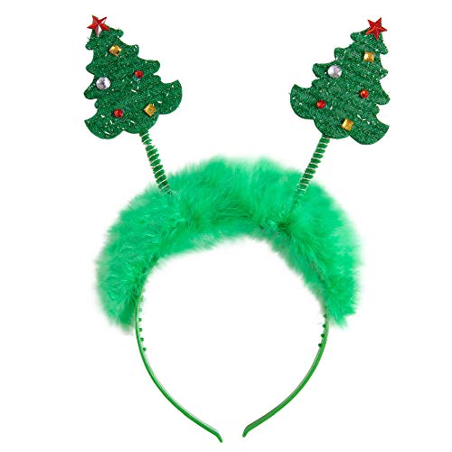 Amakando Lustiger Weihnachtshaarreif mit Christbaum/Grün/Außergewöhnlicher Weihnachtskopfschmuck Lichterbaum/EIN Highlight zu Mottoparty & Weihnachten von Amakando