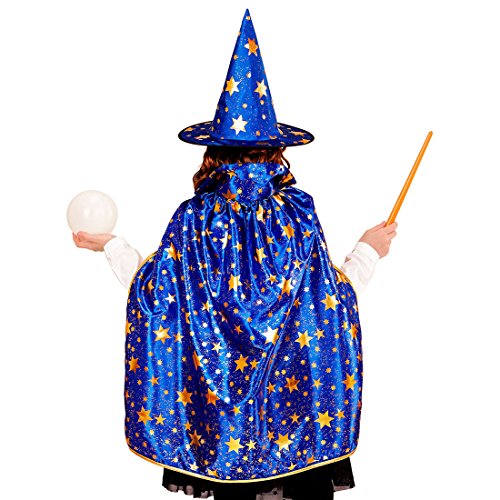 Amakando Magier Umhang mit Hut Hexer Kinderkostüm Hogwards Faschingskostüm Zauberin Verkleidung Halloween Outfit Jungen Zauberer Kostüm Set Kinder von Amakando