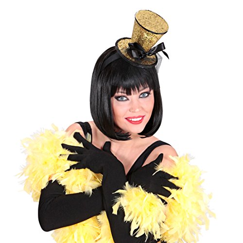 Amakando Minihut Burlesque Zylinder Hut Gold Minizylinder am Bügel Can Can Girl Kopfbedeckung Tänzerin Fascinator Kopfschmuck Glitzer Zylinderhut von Amakando