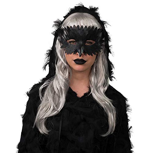 Amakando Originelle Gesichtsmaske Rabe für Frauen/Schwarz/Edle Vogelmaske mit Feder-Applikationen/Angemessen zu Halloween & Fasching von Amakando