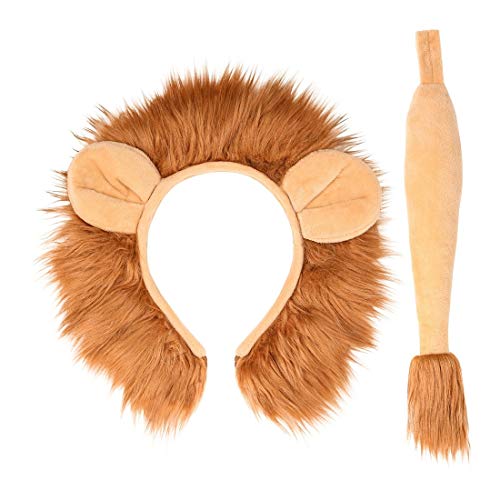 Amakando Originelles Accessoire-Set mit Löwen-Mähne & Löwen-Schwanz/Braun-Beige/Kostüm-Zubehör mit Haarreif und Schweif für Raub- & Wildkatzen/Genau richtig zu Mottoparty & Kostümfest von Amakando