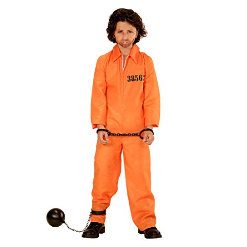 Amakando Originelles Häftling-Kostüm für Jungen & Mädchen/Orange 128, 5-7 Jahre/Gefängnis-Overall Gefangener Knasti/Bestens geeignet zu Mottoparty & Kinder-Fasching von Amakando