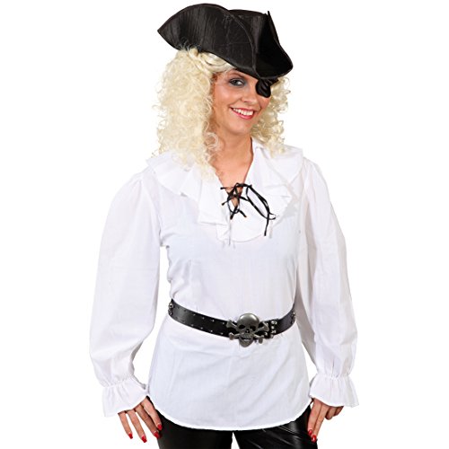 Amakando Piratenhemd weiß Piratin Hemd L/XL 44/46 Piraten Bluse Piratenbluse Damen Karneval Kostüme Frauen Seeräuber Damenhemd Pirat Damenbluse von Amakando