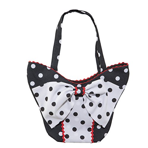 Amakando Rockabilly Handtasche - gepunktet - Damentasche 50er mit Schleife Rockabella Accessoire Rock'n'Roll Kostümzubehör Minni Mouse Zubehör Vintage Tasche Polka Dots von Amakando