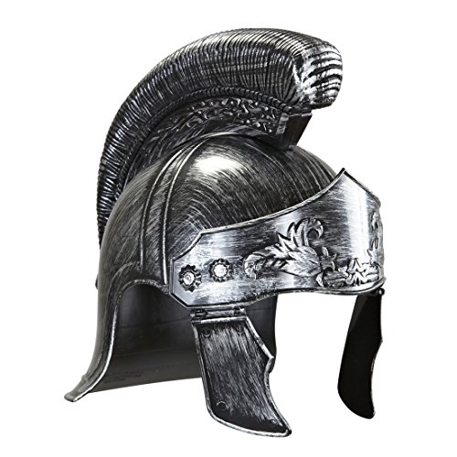 Amakando Römerhelm Kaiser Cäsar Königshelm Silber Gladiatorenhelm Römischer Helm Kostüm Accessoires Herren Karneval Ritterhelm Antike Kopfbedeckung Gladiator von Amakando