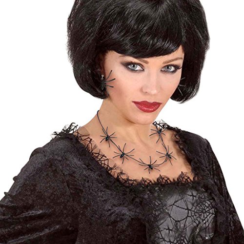 Amakando Spinnen Halskette Halloween Kette 60 cm Halsschmuck Hexe Spinnenkette Gothic Schwarze Witwe Schmuck Vampir Faschingsschmuck von Amakando