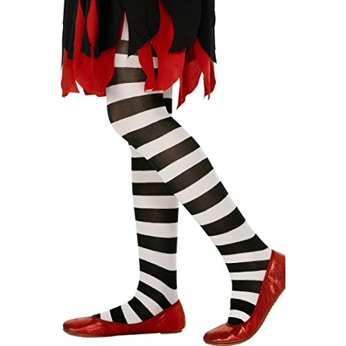 Amakando Strumpfhose gestreift Kinderstrumpfhose schwarz-weiß Feinstrumpfhose bunt Tights Geringelt Kinderkostüm Accessoire Kinder Leggings Streifenlook von Amakando