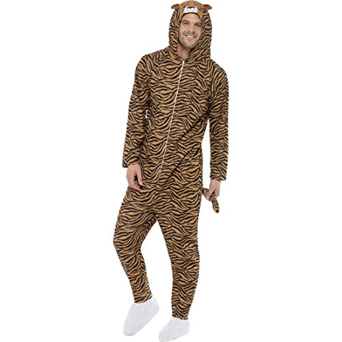 Amakando Tigerkostüm Jumpsuit Tierkostüm Raubkatze Overall L 44/46 Ganzkörper Katzenkostüm Tiger Kostüm Karneval Kostüme Damen Tier Faschingskostüm Zoo Katze Damenkostüm Wildkatze von Amakando