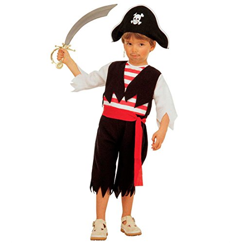 Kleiner Pirat Kostüm Kinder Piratenkostüm XXS 104 cm 2-3 Jahre Piraten Faschingskostüm Fasching Freibeuter Seeräuber Karnevalskostüm Piratenparty Kinderkostüm Karibik Mottoparty Verkleidung Jungen von Amakando