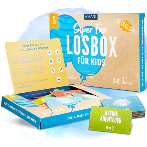 Amari ® Losbox für Kinder - Das Geschenk Mädchen und Jungen - 50 Lose mit Ideen für Spiel und Spaß, Geschenkidee für Mädchen und Junge - Überraschung zum Geburtstag, Ostern von Amari