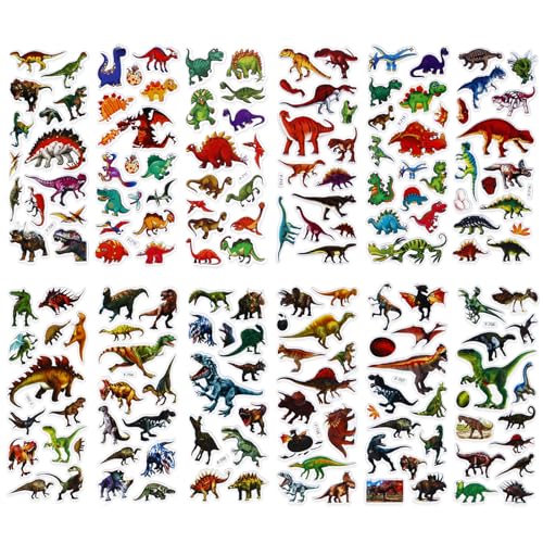 Amaxiu 3D Puffy Dinosaurier Abziehbilder für Kinder, 12 Blätter 160+ Pcs Cartoon Dino Aufkleber Belohnung Aufkleber Dinosaurier Themed Aufkleber für DIY Handwerk Scrapbooking Geburtstag Party Favors von Amaxiu