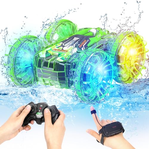 AmazeFun Amphibienfahrzeug Ferngesteuertes Auto ab 4 5 6 7 8 9 Jahre Gestensensor RC Auto Indoor & Outdoor Spielzeug für Kinder Ferngesteuertes Boot Pool Strand Spielzeug Geburtstags Geschenke Junge von AmazeFun