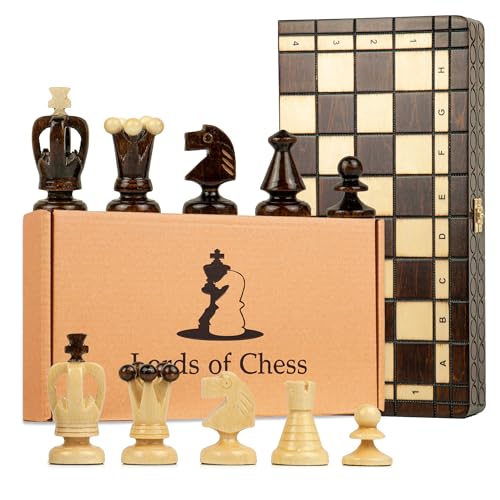 Schachspiel Schach Schachbrett Holz hochwertig 34,5 x 34,5cm - Chess Board Set klappbar mit Schachfiguren groß für Kinder und Erwachsene von Amazinggirl