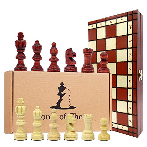 Schach Schachspiel Set klappbares Schachbrett mit Schachfiguren aus Holz 35 x 35 cm - Chess Board Spiel für Kinder und Erwachsene Reiseschach hochwertig und edel von Amazinggirl