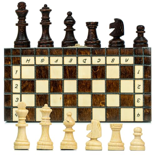 Schach Schachspiel Set klappbares Schachbrett mit Schachfiguren aus Holz 21 cm - Chess Board Spiel für Kinder und Erwachsene Reiseschach hochwertig und edel Holzschach Traditionell von Amazinggirl