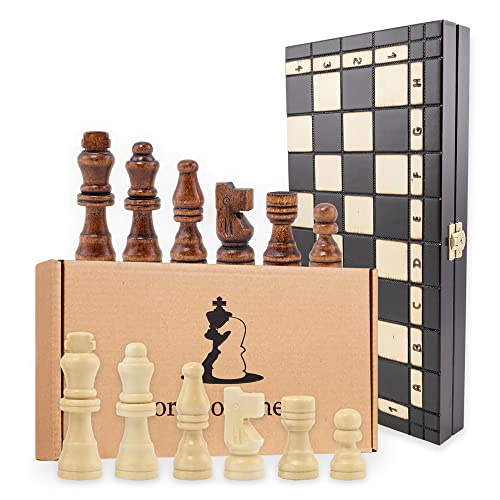 Schach Schachspiel Set klappbares Schachbrett mit Schachfiguren aus Holz 40 x 40 cm - Chess Board Spiel für Kinder und Erwachsene Reiseschach hochwertig und edel von Amazinggirl