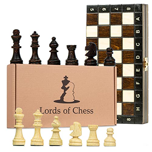 Schach Schachspiel Set klappbares Schachbrett mit Schachfiguren aus Holz 27 x 27 cm - Chess Board Spiel für Kinder und Erwachsene Reiseschach hochwertig und edel von Amazinggirl