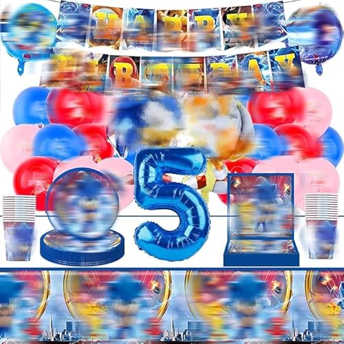 65 Stück Partygeschirr Geburtstagsdeko 5 Jahre,Geburtstagsdeko Luftballon Party Geburtstag Deko Birthday Banner Tableware Supplies Foil Balloons Tischdecken Teller Servietten Tassen Kuchen Deko Kinder 65 Stück Partygeschirr Geburtstagsdeko 5 Jahre,Geburtstagsdeko Luftballon Party Geburtstag Deko Birthday Banner Tableware Supplies Foil Balloons Tischdecken Teller Servietten Tassen Kuchen Deko Kinder von Amazluck