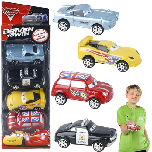 Cars Spielzeug Geschenkset, 4 Stück Kleine Spielzeugautos Mini Auto Set Wheels Autos Mini Cast Car Spielzeugautos Set Spielzeug Autos 3 4 5 6 7 Jahren Kinderspielzeug Fahrzeuge Pull Back Geschenk von Amazluck