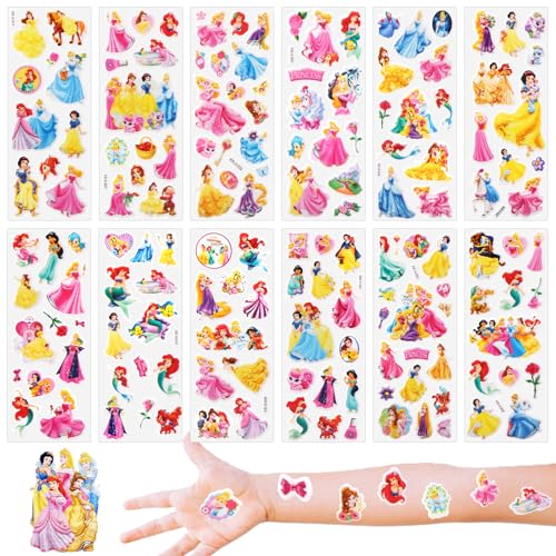 Puffy Aufkleber für Kinder, 12 Blätter 3D Kawaii Anime Sticker Wasserdicht Sticker Set für DIY Kunsthandwerk Fotoalbum Scrapbook Laptop Mädchen Party Kindergeburtstag Gastgeschenke 3 4 5 6 jährige von Amazluck