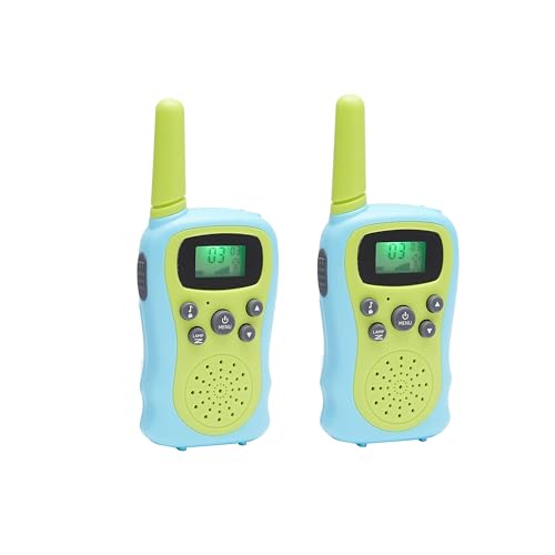 Amazon Basics Walkie-Talkie, 2-teiliges Set für Kinder ab 3 Jahren mit Tastensperre, 10 Ruftönen und großer Reichweite, Grün/Blau von Amazon Basics